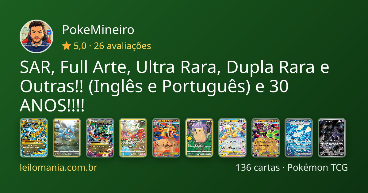 SAR, Full Arte, Ultra Rara, Dupla Rara e Outras!! (Inglês e Português ...